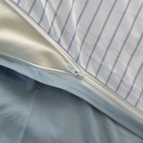 beddingsets-03154　Blue Pencil Stripe Reversible Duvet Cover Set 【Selectable Color Sheets】