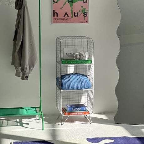 rack-03037　Silver Steel Mesh 3 Tier Rack with Stand