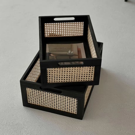box-03014　Bamboo Mesh Storage Boxes/Set of 2