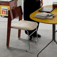 chair-03107　Natural Wood × Stainless Steel Stacking Chair