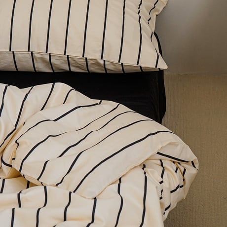 beddingsets-03001　Cream×Black Pencil Stripe Bedding Sets