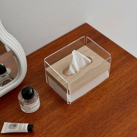 tissuebox-03051　Clear Case Wooden Tissue Case