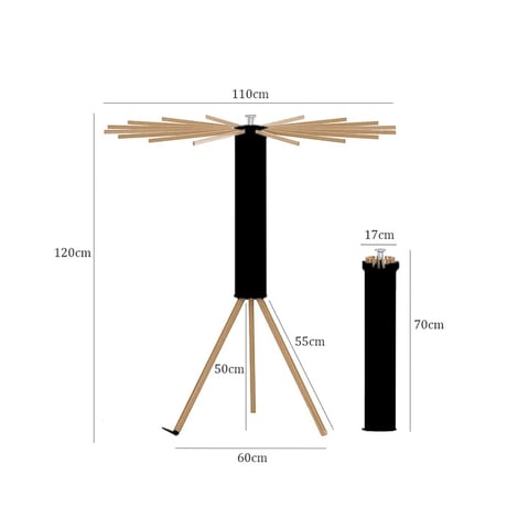 laundry-03010　Wood×Black Folding Stand Hanger Rack