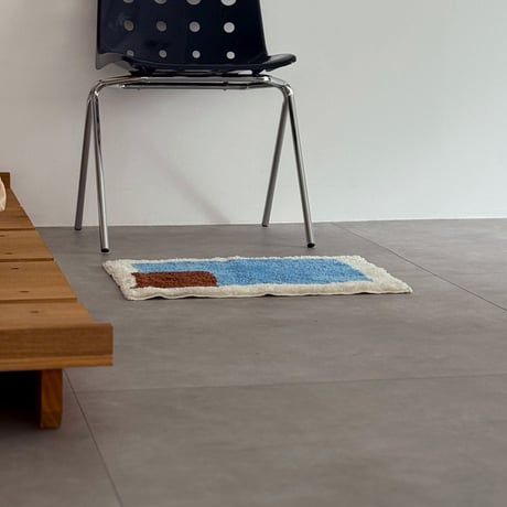 mat-03100　Blue×Brown Squareart Rug 40cm×60cm