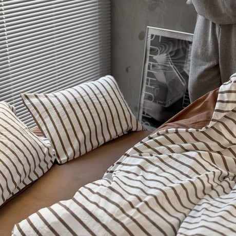 beddingsets-03136　Stripe×Brown Stripe Bedding Sets