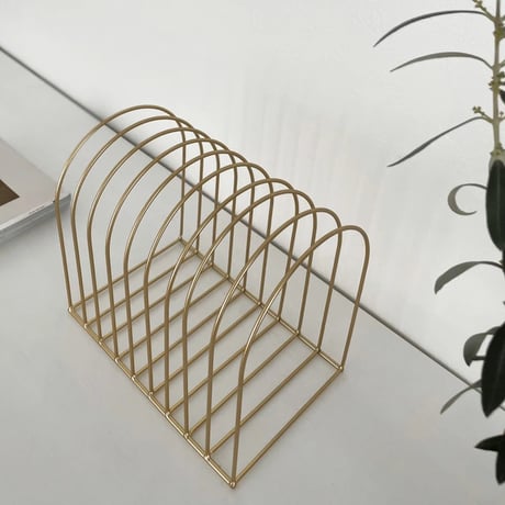 magazinerack-03010　Arch Iron Bookstand Magazine Rack Gold