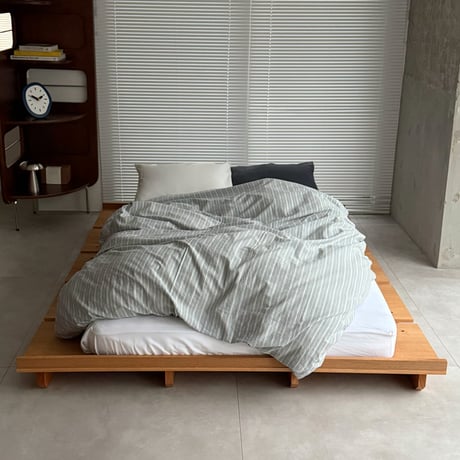 beddingsets-03119　Gray & White Stripe Washed Cotton Duvet Cover Set