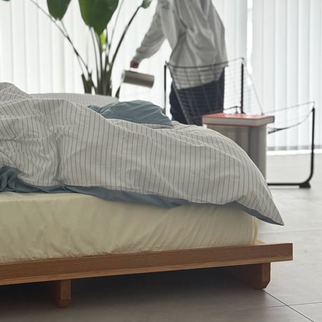 beddingsets-03154　Blue Pencil Stripe Reversible Duvet Cover Set 【Selectable Color Sheets】