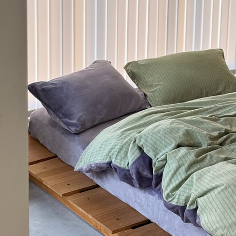 beddingsets-03131　Warm Thick Fiber Brushed Pencil Stripe Bedding Set (Green/Purple)