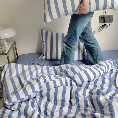 sheet-03002　White×Blue London Stripe Duvet Cover