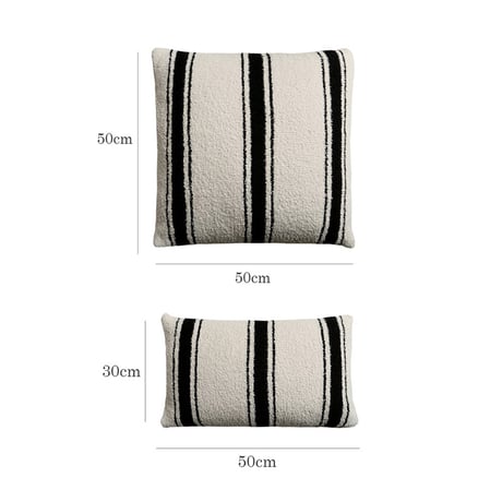 cu-03144　 White & Black Soft Pile Striped Cushion Cover