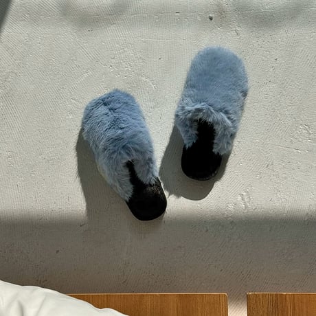 slipper-03004　Two-tone Eco fur Room Shoes Slippers