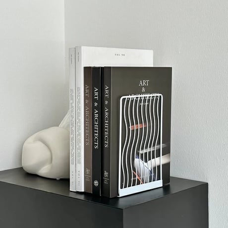 bookend-03018　Wave Line Iron Book Stand Two Pieces