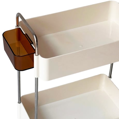 rack-03110　Hueblock-kit Series White×Brown 2 Tier Desktop Rack