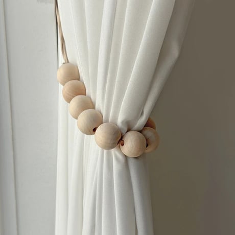 interior-03019　Natural Wood Ball Curtain Holder Sold Individually