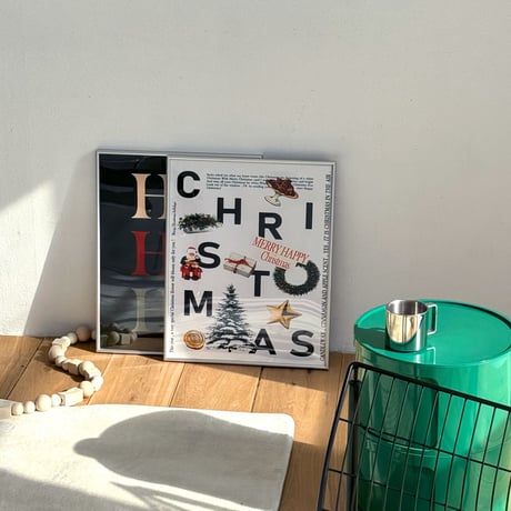 poster-03128　Graphic Xmas Christmas Poster WWith Silver Frame 50×40