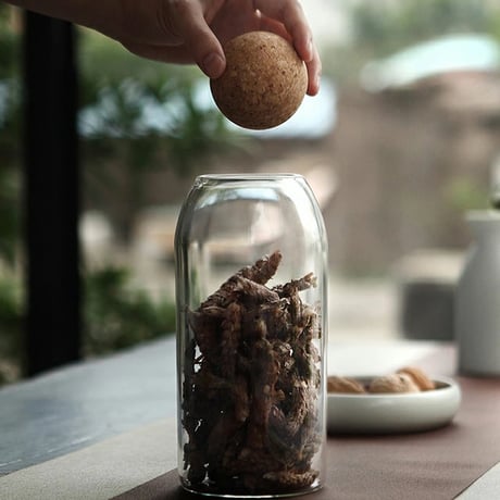 pot-03002　Cork Ball Glass Canisters/Set of 3