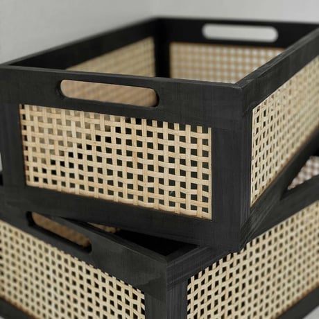 box-03014　Bamboo Mesh Storage Boxes/Set of 2