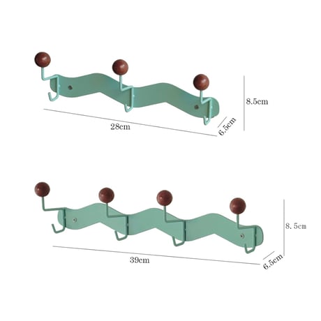 wallhook-03011　Brown × Mint Blue Colored Drop Wave Wall Hook