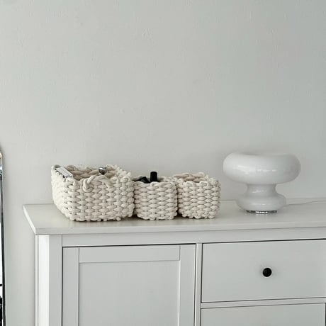 box-03023　Off-White Rope Braided Baskets/Set of 3