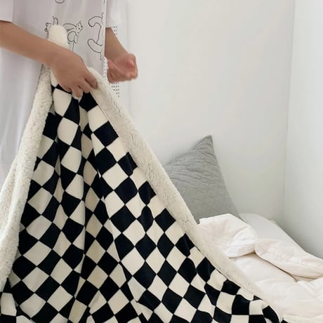blanket-03040　Checkered Flag Boa Blanket 210×240