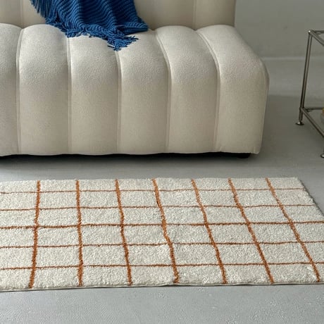 rug-03080　Orange Graph Check Rug 80×120
