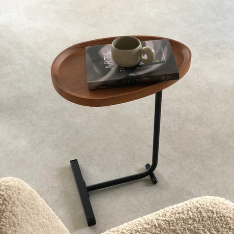 table-03033　One Leg Wood Iron Side Table