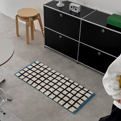 mat-03104　Blue Line Graphcheck Runner Rug 50x120cm