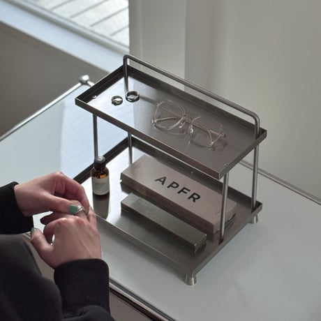 rack-03113　Stainless Steel Hairline Finish 2 Tier Display Rack