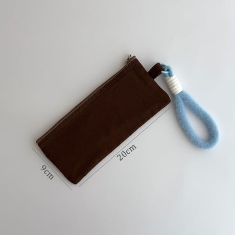 stationery-03049　Canvas Pencil Pouch with Fluffy Strap