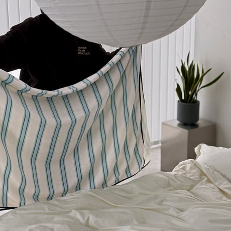 blanket-03056　White×Blue×Green Stripe  Blanket 130×180