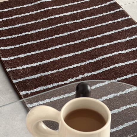 rug-03097　Brown × Blue Chalk Stripe Rug 40×60cm / 60×90cm