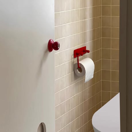 wall-03112　Iron Toilet paper holder Red
