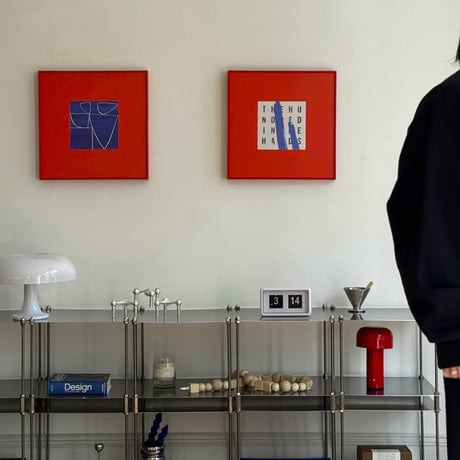 poster-03156　Red × Blue × White Art Panel 40×40cm