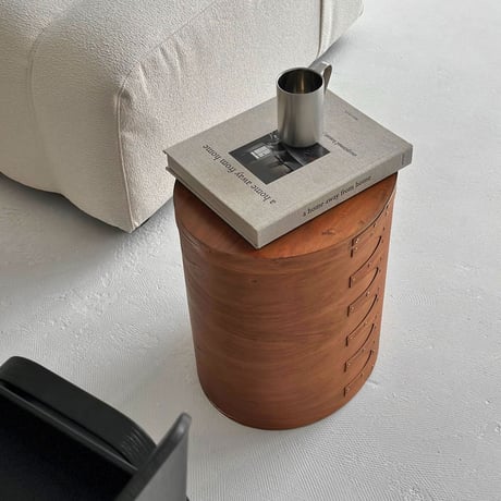 table-03102　Natural Wood SHAKER BOX Side Table Brown