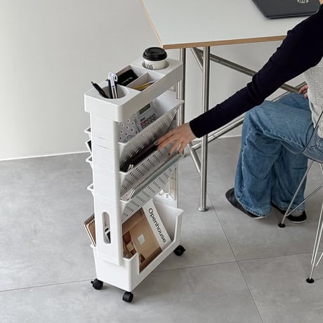 wagon-03027　Double Side Pocket Slim Wheeled Cart