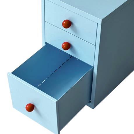 chest-03007　Blue × Red Steel Chest with Casters 3 Tiers