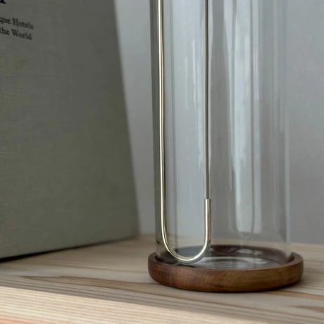 incenseholder-03061　J Shaped Pipe Holder Brass Glass Incense Holder