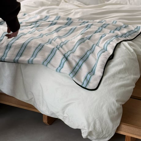 blanket-03056　White×Blue×Green Stripe  Blanket 130×180