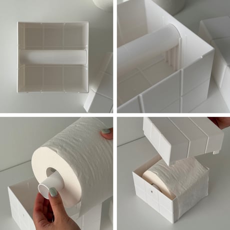 tissuebox-03088　White Tile Pattern Tissue Case
