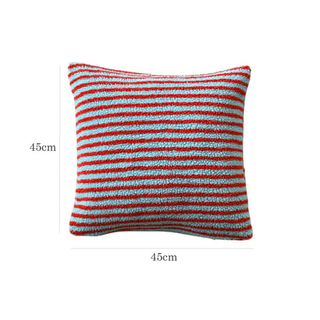 cu-03146　Blue × Red Striped Boa Cushion Cover