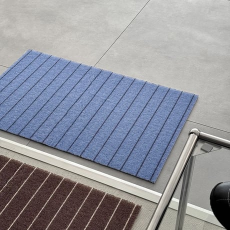 mat-03115　Pencil Stripe Brown Blue Door Mat 45cm×75cm