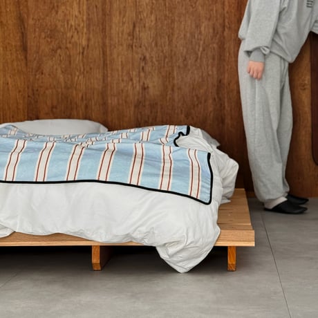 blanket-03057　Blue×Red×White Stripe  Blanket 130×180