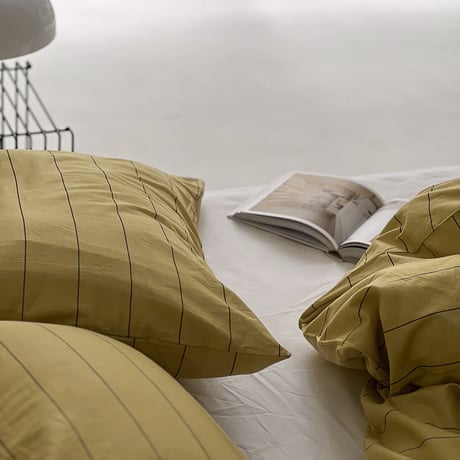 beddingsets-03041　Yellow Pencil Stripe Bedding Sets