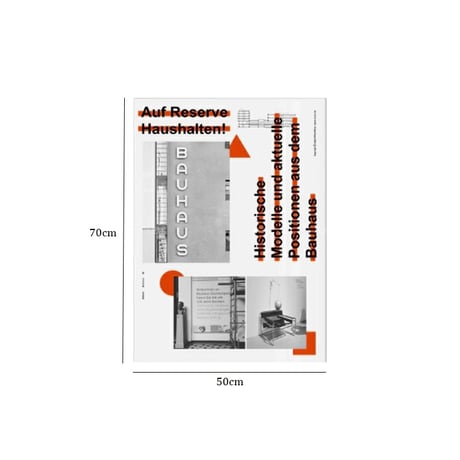 poster-03134　BAUHAUS Orange Silver Frame Poster 70×50