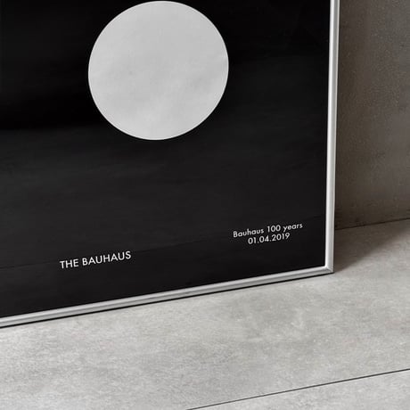 poster-03171　BAUHAUS Geometric Figure Monotone Silver Frame Art Poster 70×50