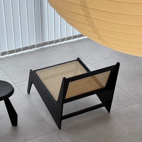 chair-03105　Rattan Armless Lounge Chair Black