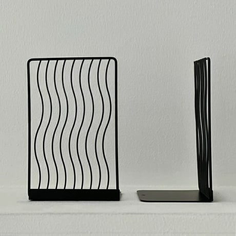 bookend-03018　Wave Line Iron Book Stand Two Pieces
