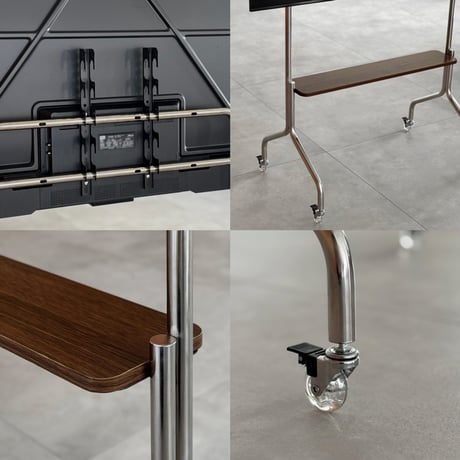 stand-03002　Stainless Steel Floor TV Mount with Shelf