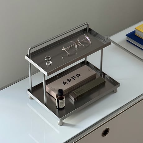rack-03113　Stainless Steel Hairline Finish 2 Tier Display Rack